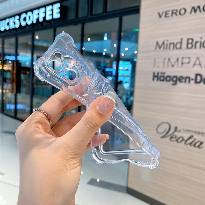 Card Bag Shockproof phone Case For iPhone 15 14 13 12 11 Pro Max XR X XS 6 7 8 Plus SE Mini Clear Color Soft Frame Hard Cases