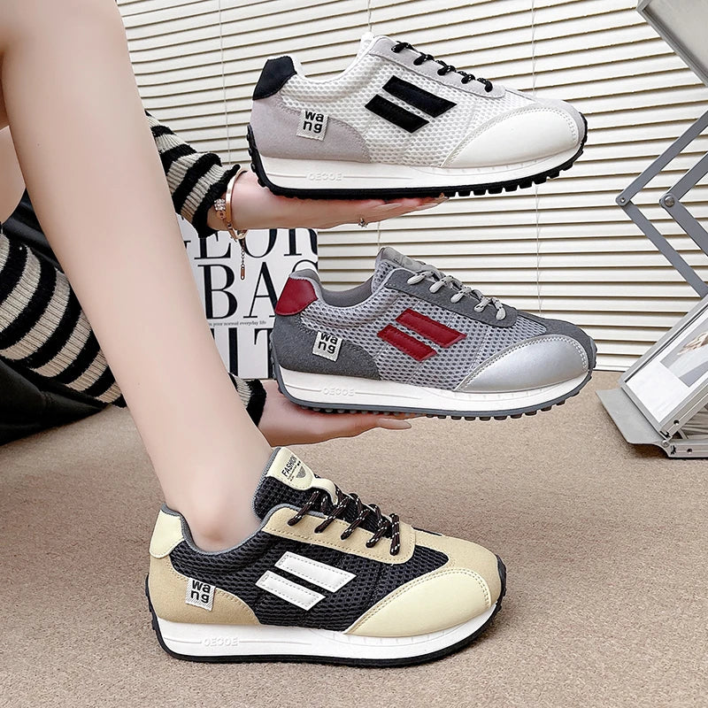 Spring and Autumn Women Designer Mouth Breathable Cross Strap Sneakers Flat Comfortable Casual Walking sneakers Zapatos De Mujer