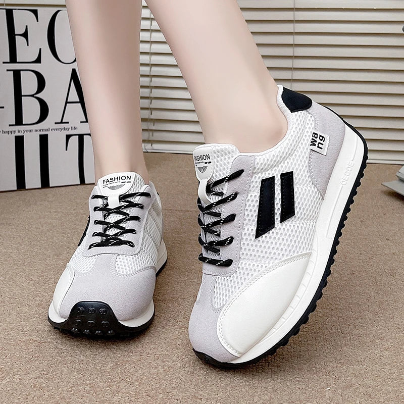 Spring and Autumn Women Designer Mouth Breathable Cross Strap Sneakers Flat Comfortable Casual Walking sneakers Zapatos De Mujer