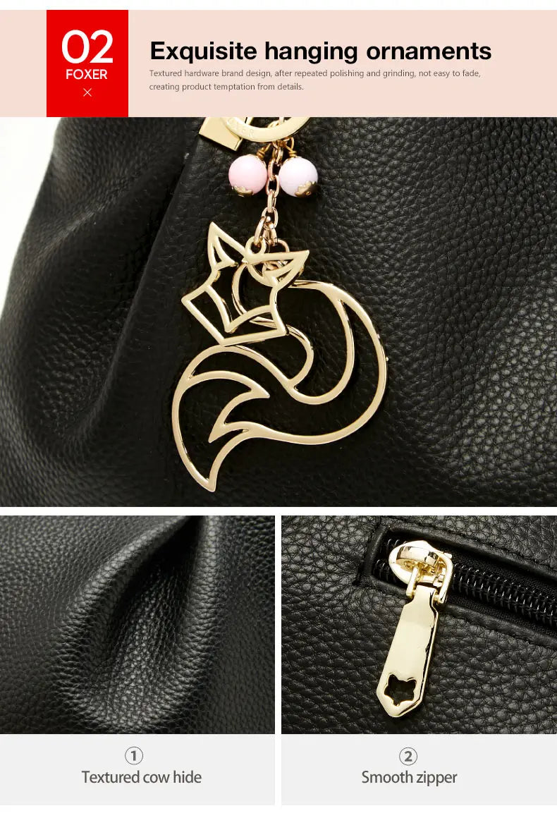 FOXER 2025 New Women's Shoulder Bag Genuine Leather Elegant Female Tote Large Bag Fashion Handbag Commuter Luxury Gift