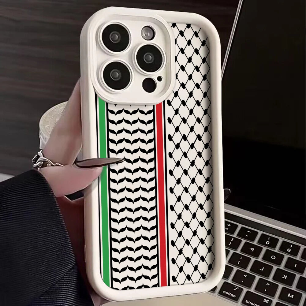 Hattah Keffiyeh Phone Case for IPhone 15 14 13 12 11 Pro Max Mini XR XS X 7 8 Plus Soft TPU Back Cover With Hand Strap