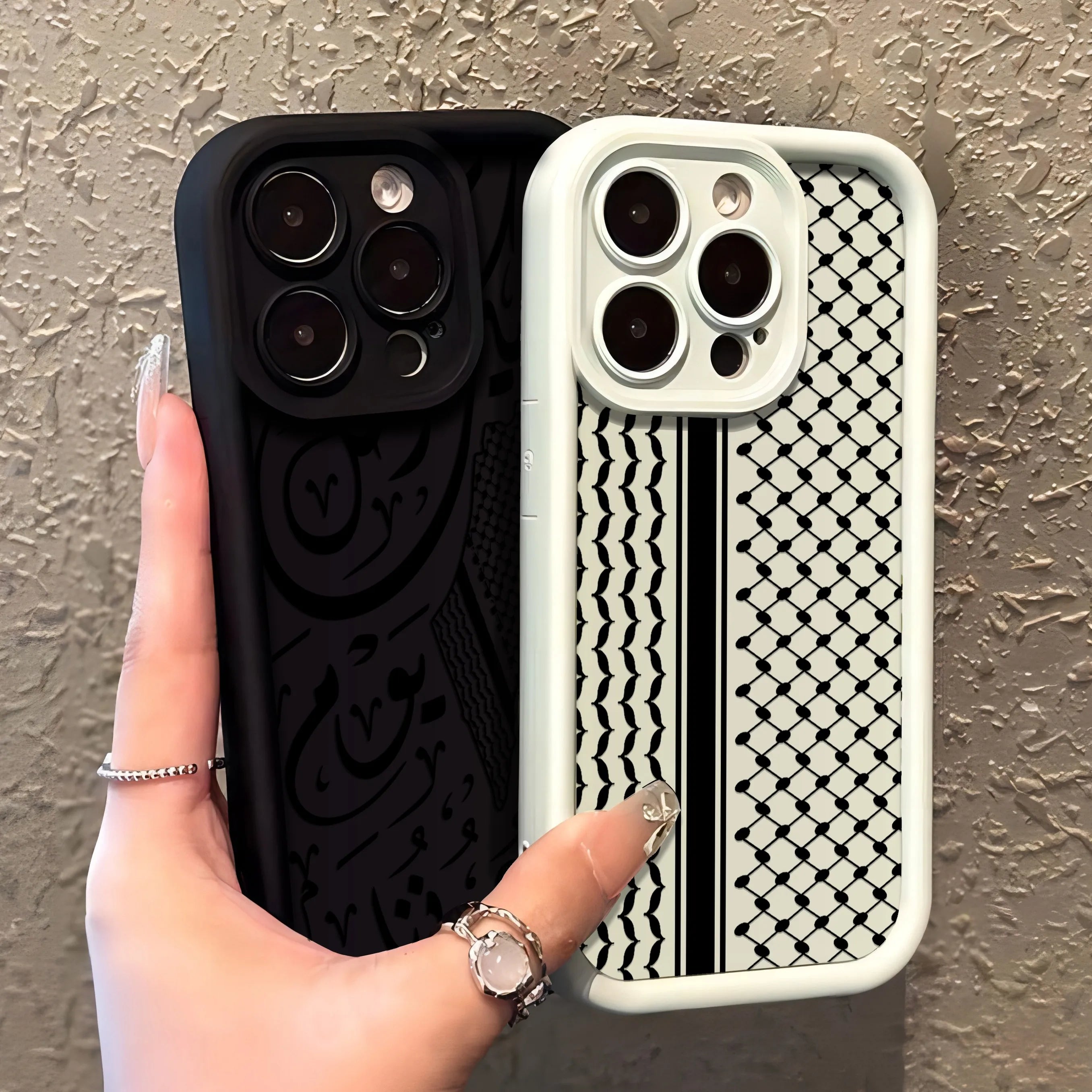 Hattah Keffiyeh Phone Case for IPhone 15 14 13 12 11 Pro Max Mini XR XS X 7 8 Plus Soft TPU Back Cover With Hand Strap