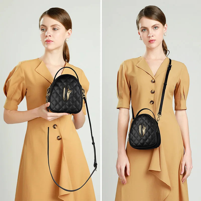 FOXER Women Leather Small Shoulder Bag Cellphone Handbag Classic Lady Mini Crossbody Bag Purse Gift for Girl