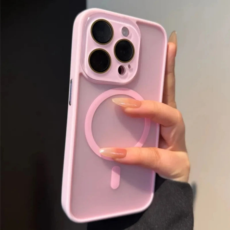 Luxury Magsafe Magnetic Translucence Matte Phone Case For iPhone 11 12 13 14 15 16 Pro Max Bumper Lens Protector On 14Plus Cover