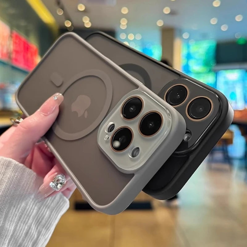 Luxury Magsafe Magnetic Translucence Matte Phone Case For iPhone 11 12 13 14 15 16 Pro Max Bumper Lens Protector On 14Plus Cover