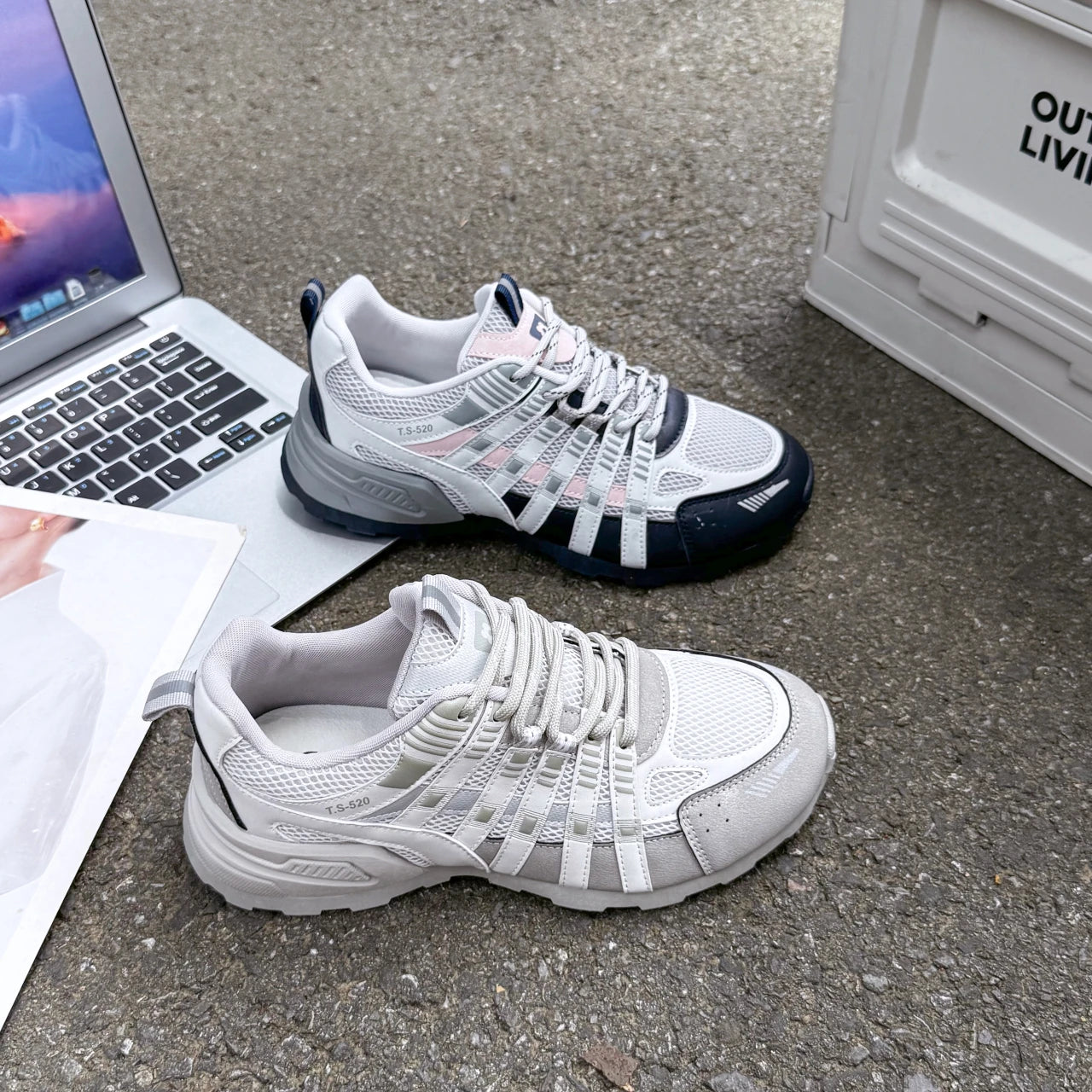 Women's Breathable Mesh Sneakers - Fashionable & Versatile Comfort Shoes with Soft Sole Height-Boosting Design Vulcanize Shoes