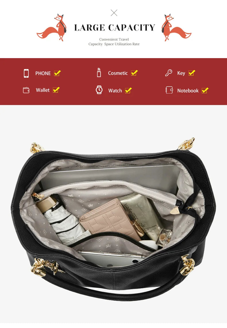 FOXER 2025 New Women's Shoulder Bag Genuine Leather Elegant Female Tote Large Bag Fashion Handbag Commuter Luxury Gift