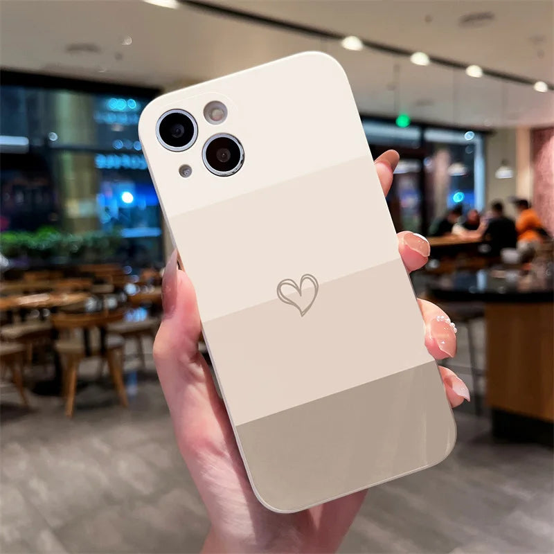 Phone Case For iPhone 17 Air 16 15 14 11 Pro Max 16E 12 13 Pro 7 8 15 16 Plus SE2 Heart Shaped Painted Soft Shockproof Cover
