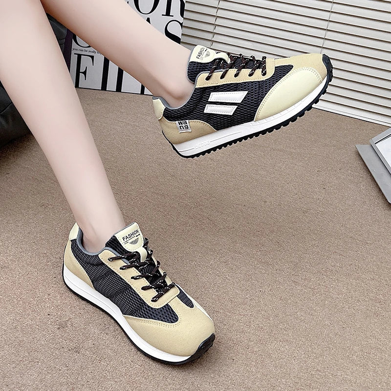 Spring and Autumn Women Designer Mouth Breathable Cross Strap Sneakers Flat Comfortable Casual Walking sneakers Zapatos De Mujer