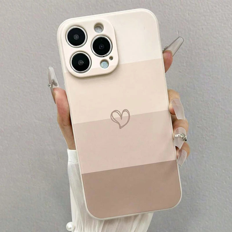 Phone Case For iPhone 17 Air 16 15 14 11 Pro Max 16E 12 13 Pro 7 8 15 16 Plus SE2 Heart Shaped Painted Soft Shockproof Cover