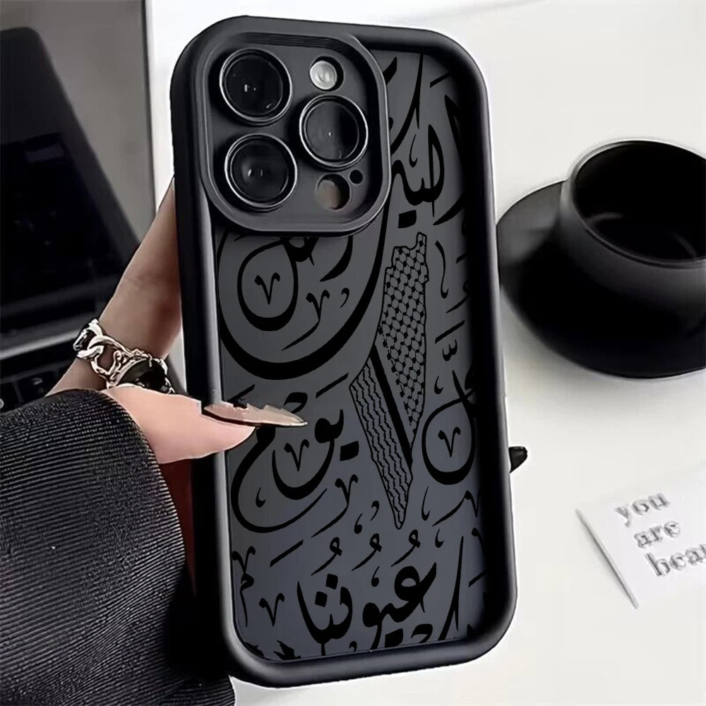 Hattah Keffiyeh Phone Case for IPhone 15 14 13 12 11 Pro Max Mini XR XS X 7 8 Plus Soft TPU Back Cover With Hand Strap