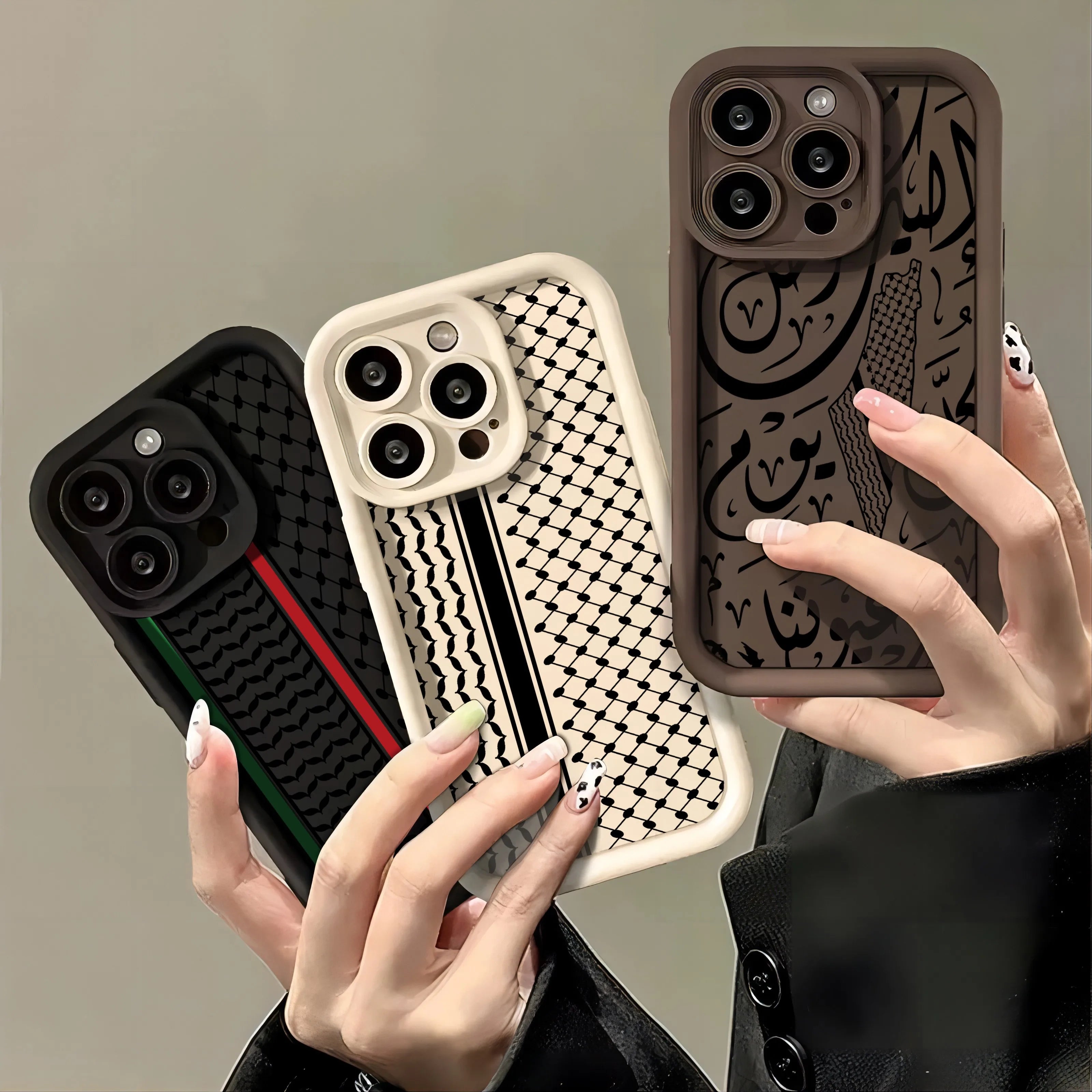 Hattah Keffiyeh Phone Case for IPhone 15 14 13 12 11 Pro Max Mini XR XS X 7 8 Plus Soft TPU Back Cover With Hand Strap