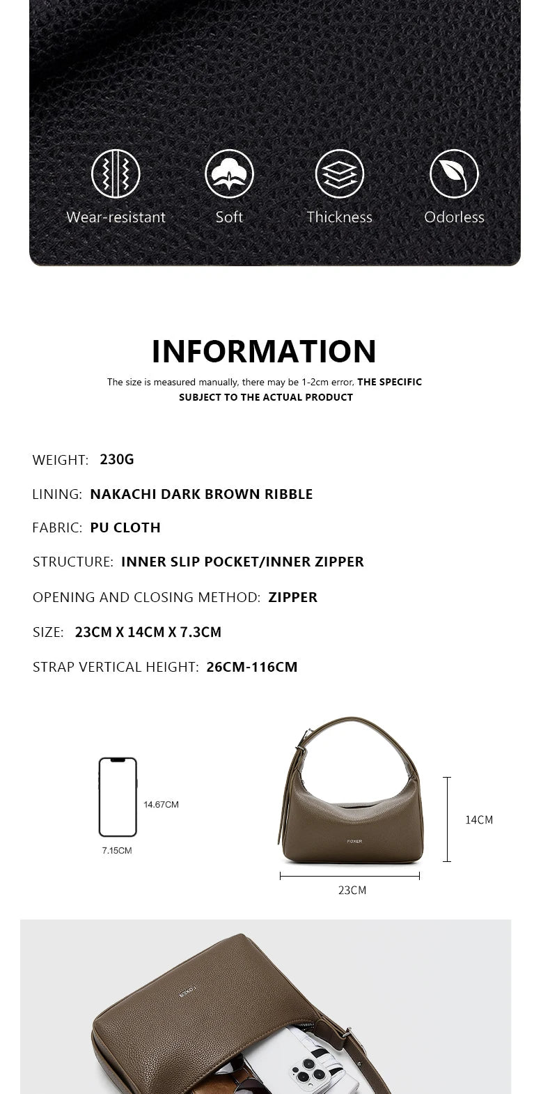 FOXER Casual Women Shoulder Underarm Bag 2025 New Summer Hobo Bag Female Crossbody Handbag Purse with Logo Pillow Bag as Gift