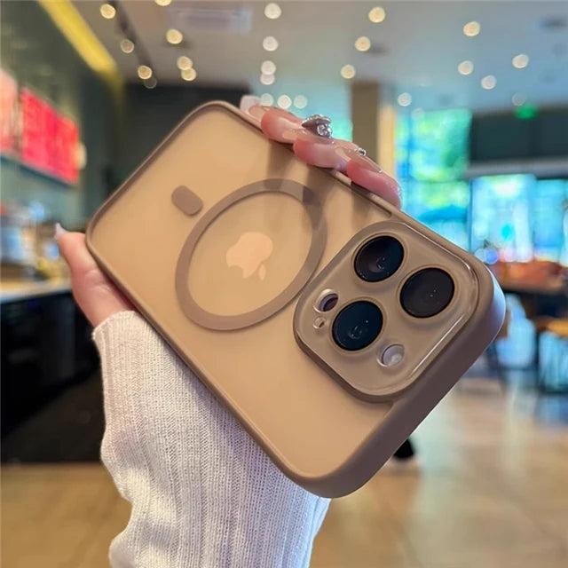 Luxury Magsafe Magnetic Translucence Matte Phone Case For iPhone 11 12 13 14 15 16 Pro Max Bumper Lens Protector On 14Plus Cover