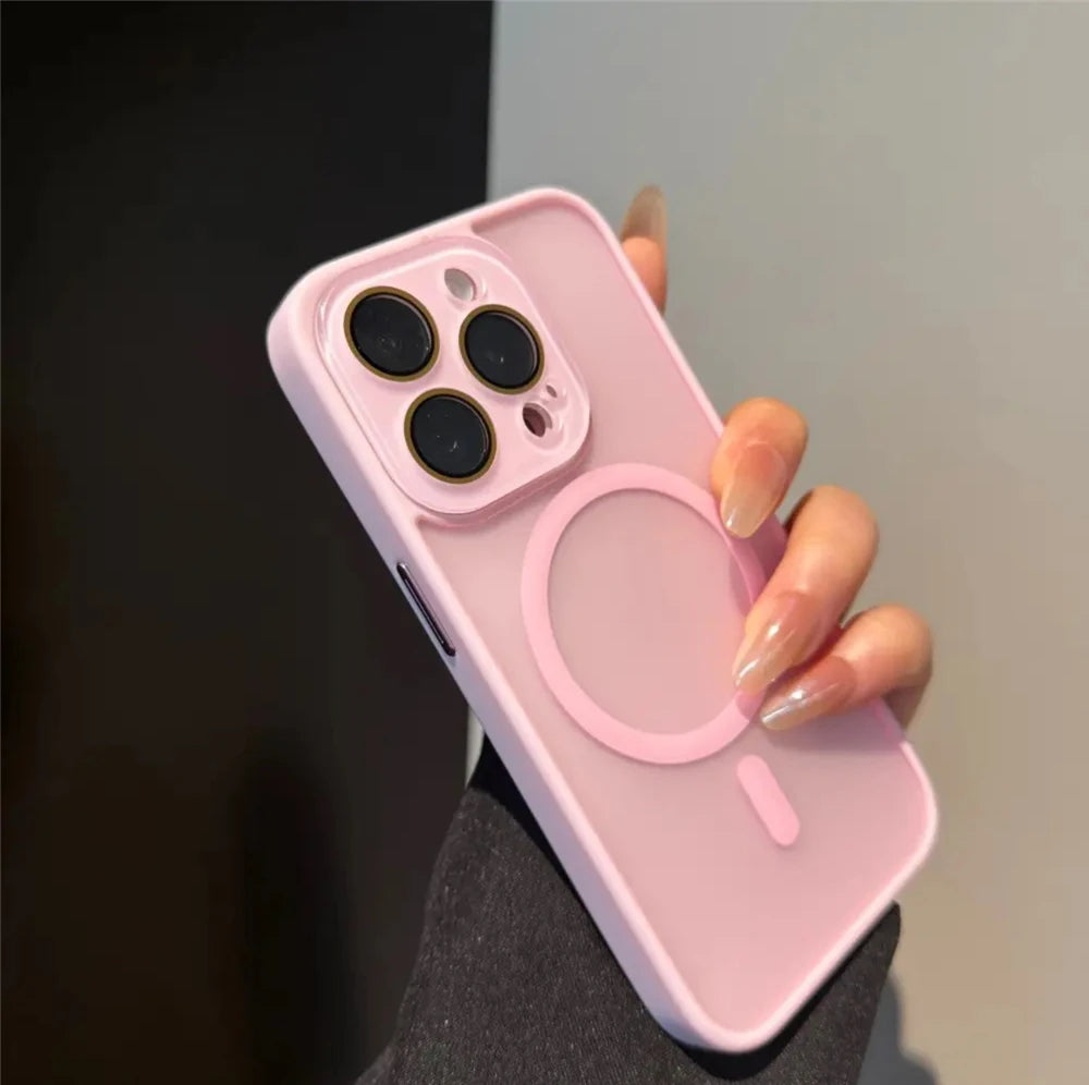 Luxury Magsafe Magnetic Translucence Matte Phone Case For iPhone 11 12 13 14 15 16 Pro Max Bumper Lens Protector On 14Plus Cover