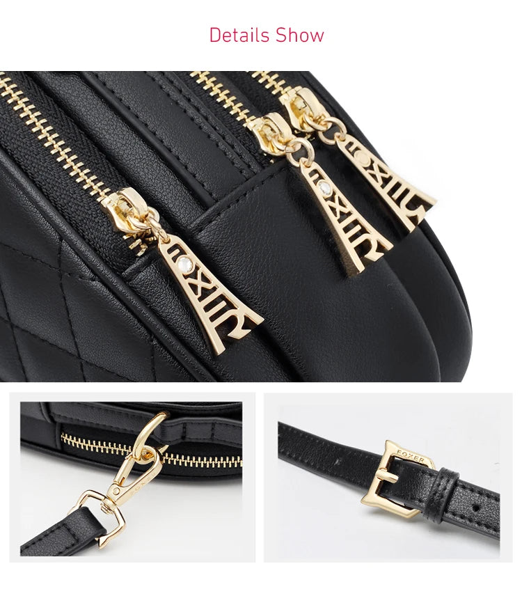 FOXER Women Leather Small Shoulder Bag Cellphone Handbag Classic Lady Mini Crossbody Bag Purse Gift for Girl