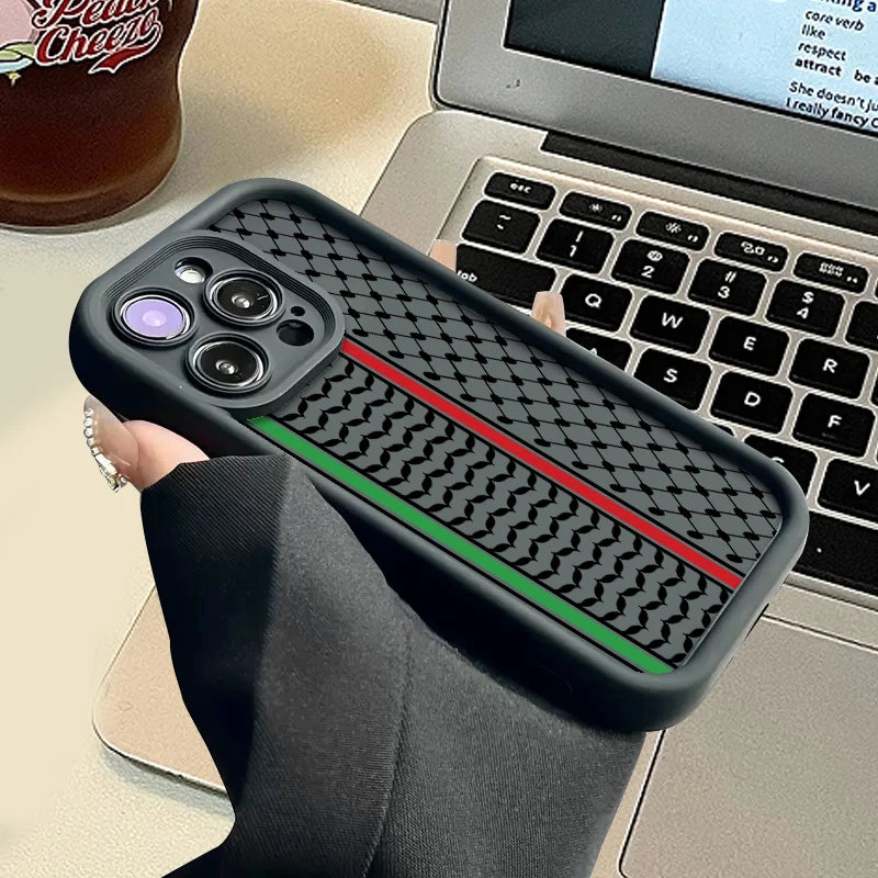 Hattah Keffiyeh Phone Case for IPhone 15 14 13 12 11 Pro Max Mini XR XS X 7 8 Plus Soft TPU Back Cover With Hand Strap