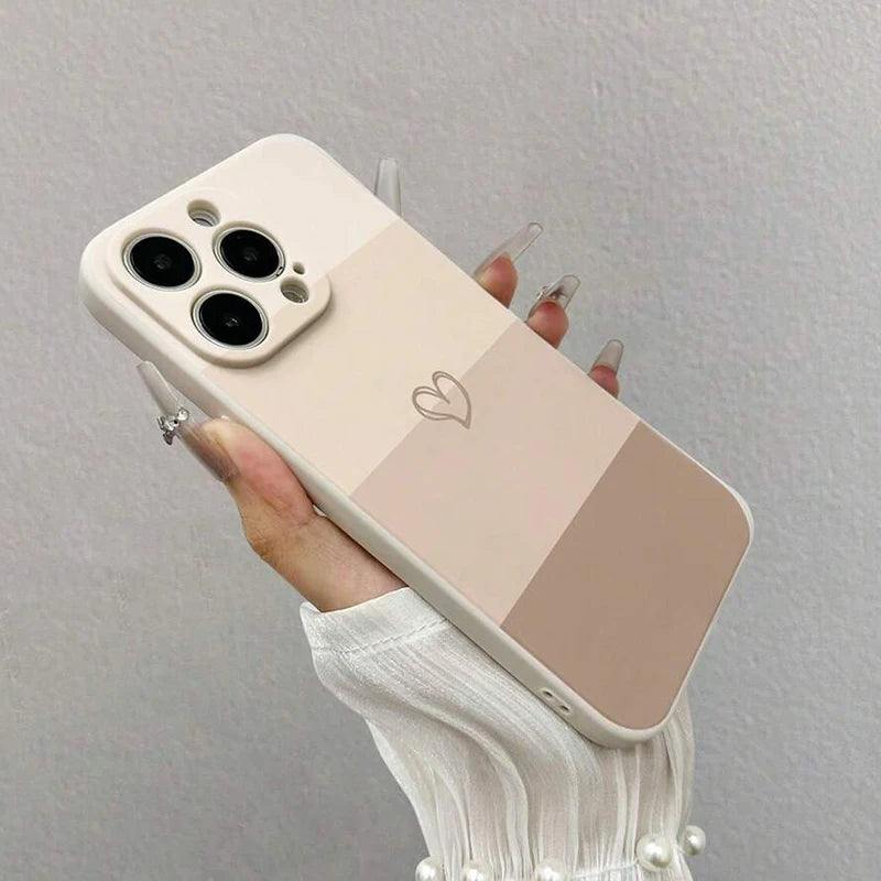 Phone Case For iPhone 17 Air 16 15 14 11 Pro Max 16E 12 13 Pro 7 8 15 16 Plus SE2 Heart Shaped Painted Soft Shockproof Cover