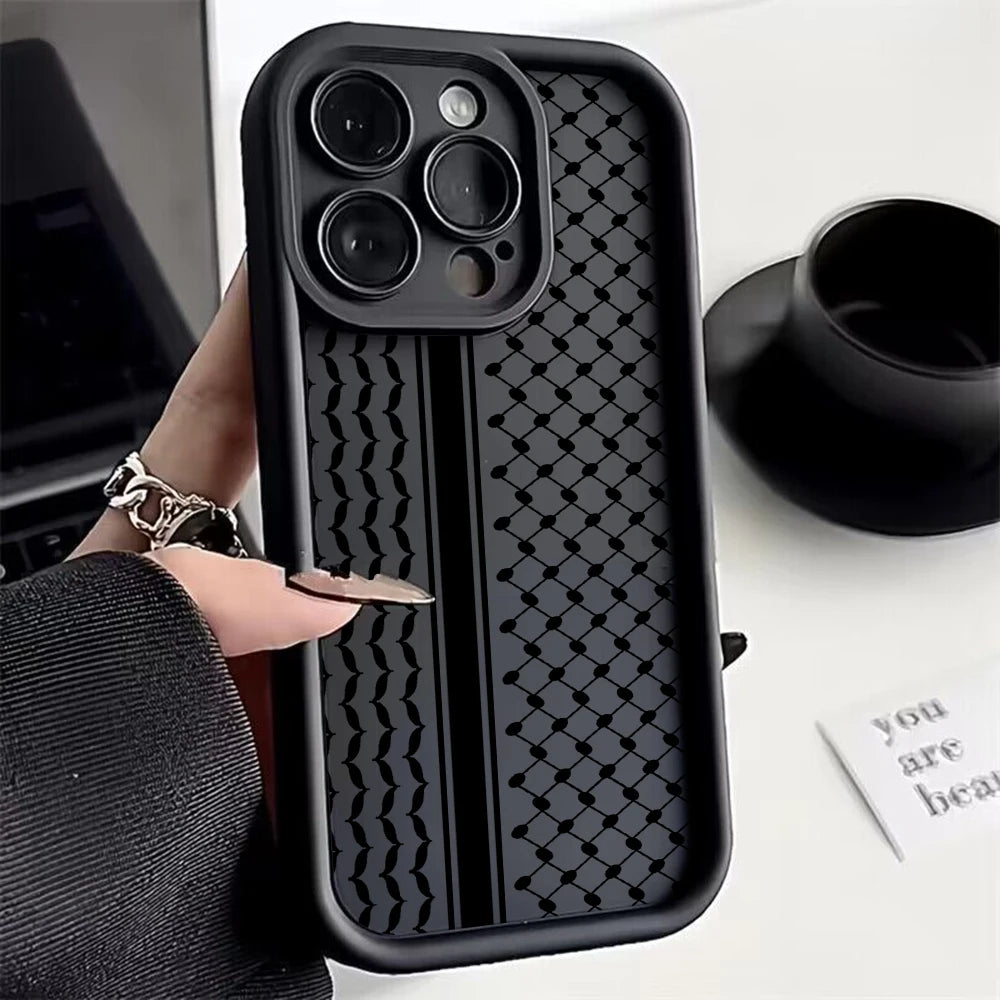 Hattah Keffiyeh Phone Case for IPhone 15 14 13 12 11 Pro Max Mini XR XS X 7 8 Plus Soft TPU Back Cover With Hand Strap