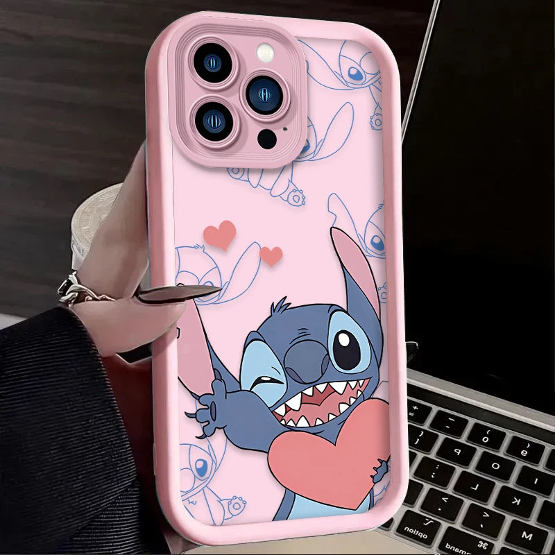 Stitch Angel Couple Soft Phone Case For iPhone 16 16E 15 14 13 12 11 Pro Max X XS X S Max XR SE 2020 SE4 7 8 Shockproof Cover