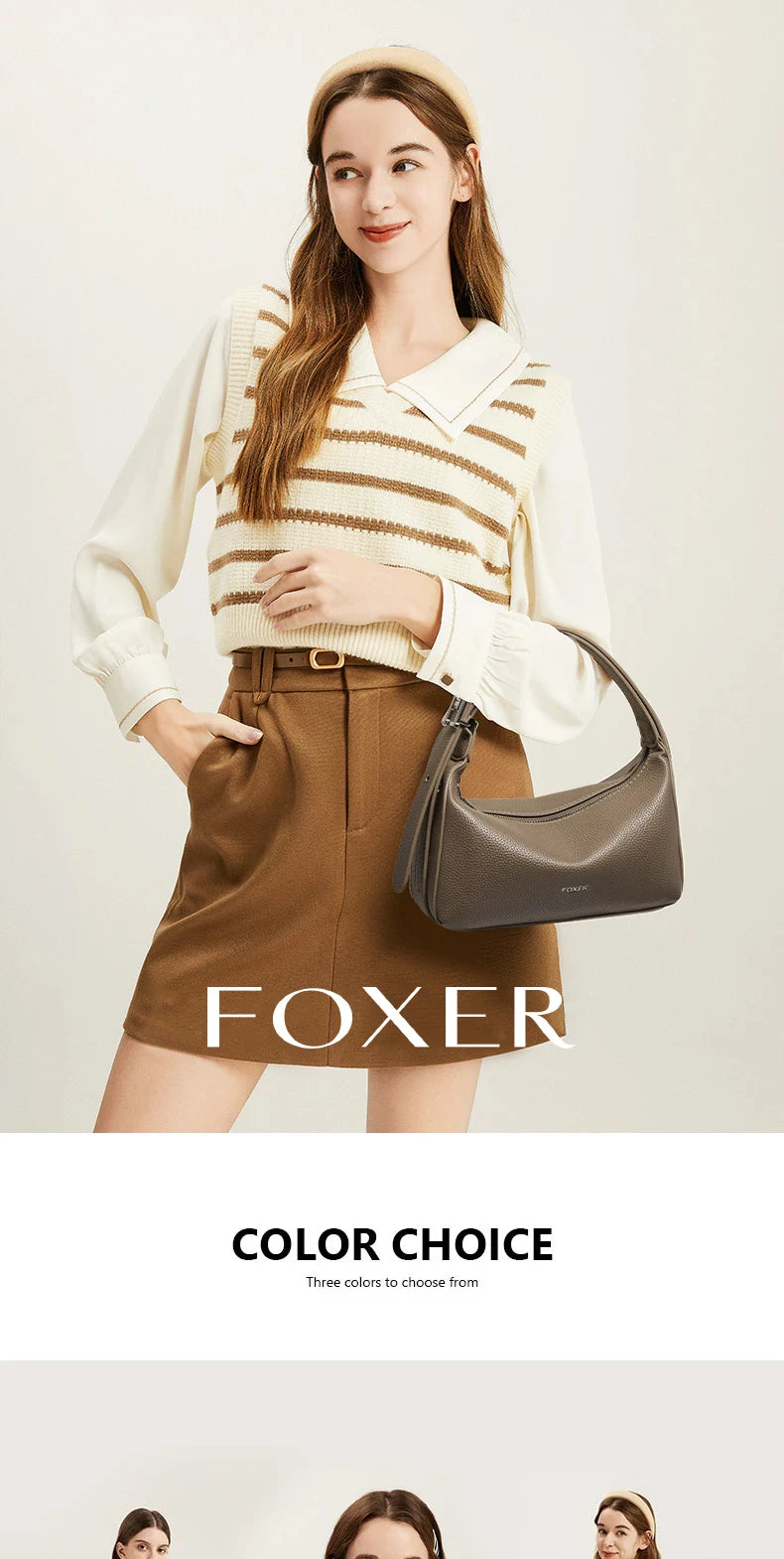 FOXER Casual Women Shoulder Underarm Bag 2025 New Summer Hobo Bag Female Crossbody Handbag Purse with Logo Pillow Bag as Gift