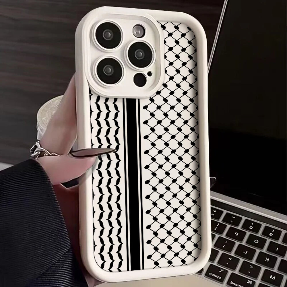 Hattah Keffiyeh Phone Case for IPhone 15 14 13 12 11 Pro Max Mini XR XS X 7 8 Plus Soft TPU Back Cover With Hand Strap
