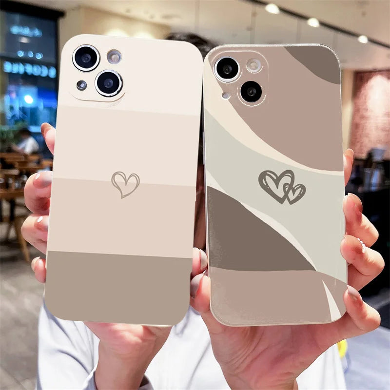 Phone Case For iPhone 17 Air 16 15 14 11 Pro Max 16E 12 13 Pro 7 8 15 16 Plus SE2 Heart Shaped Painted Soft Shockproof Cover