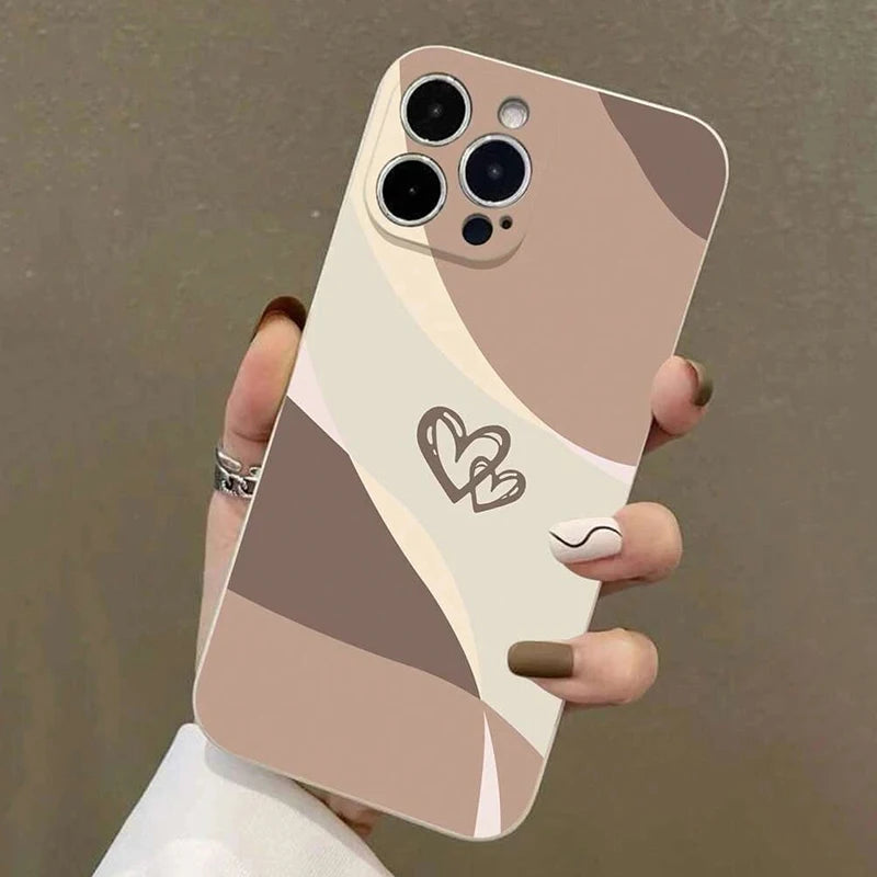 Phone Case For iPhone 17 Air 16 15 14 11 Pro Max 16E 12 13 Pro 7 8 15 16 Plus SE2 Heart Shaped Painted Soft Shockproof Cover