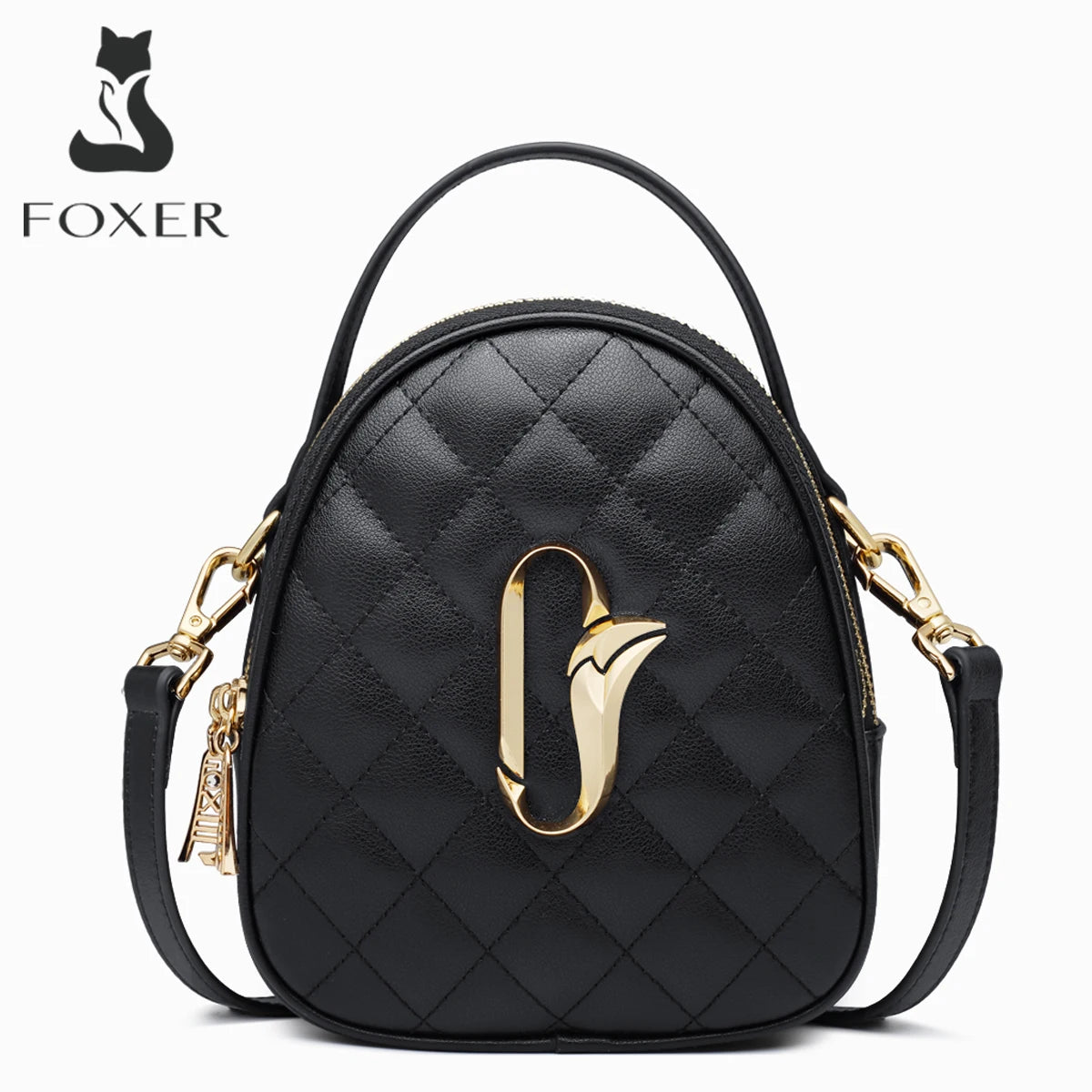FOXER Women Leather Small Shoulder Bag Cellphone Handbag Classic Lady Mini Crossbody Bag Purse Gift for Girl