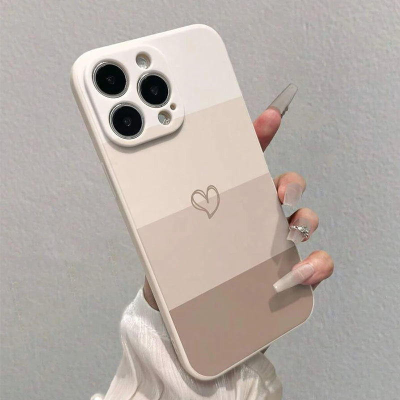 Phone Case For iPhone 17 Air 16 15 14 11 Pro Max 16E 12 13 Pro 7 8 15 16 Plus SE2 Heart Shaped Painted Soft Shockproof Cover
