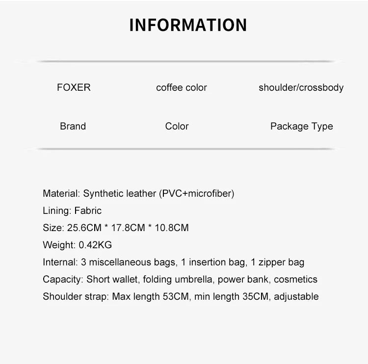 FOXER Brand 2025 Winter Women's Shoulder Bag Large Capacity Tote Bag Retro Female Crossbody Purse Best Gift for Mom