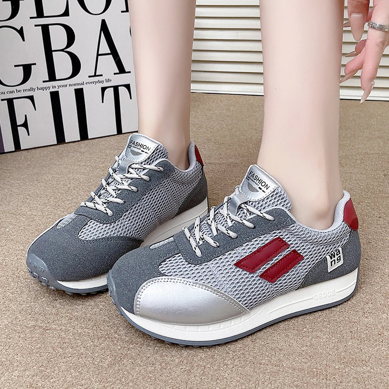 Spring and Autumn Women Designer Mouth Breathable Cross Strap Sneakers Flat Comfortable Casual Walking sneakers Zapatos De Mujer
