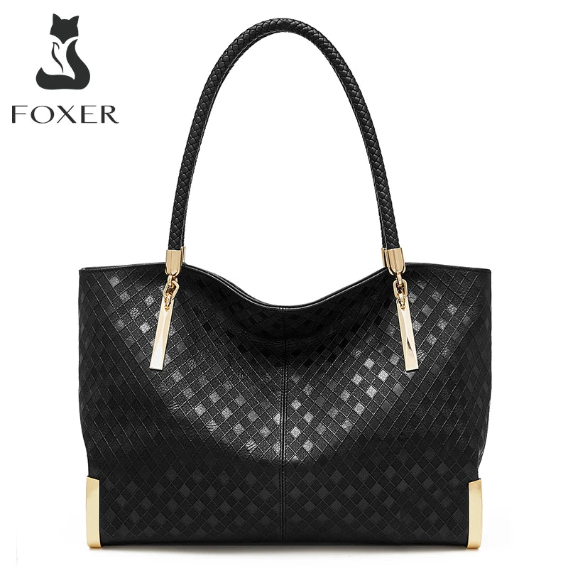 FOXER Brand Genuine Leather Handbag Winter Women Original Design Shoulder Bag Luxury Tote Large Capacity Lady Bag Chrismas Gift
