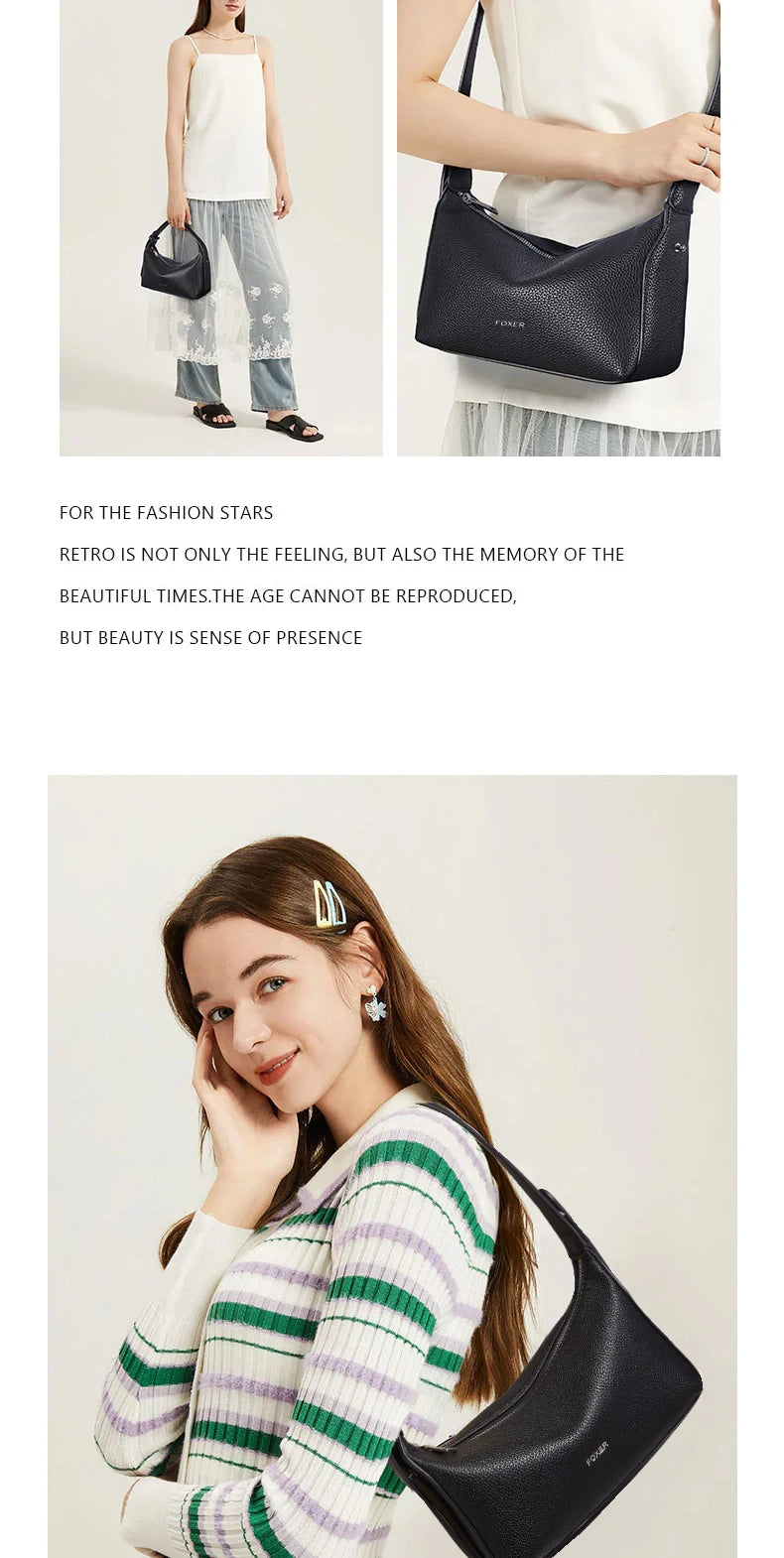 FOXER Casual Women Shoulder Underarm Bag 2025 New Summer Hobo Bag Female Crossbody Handbag Purse with Logo Pillow Bag as Gift