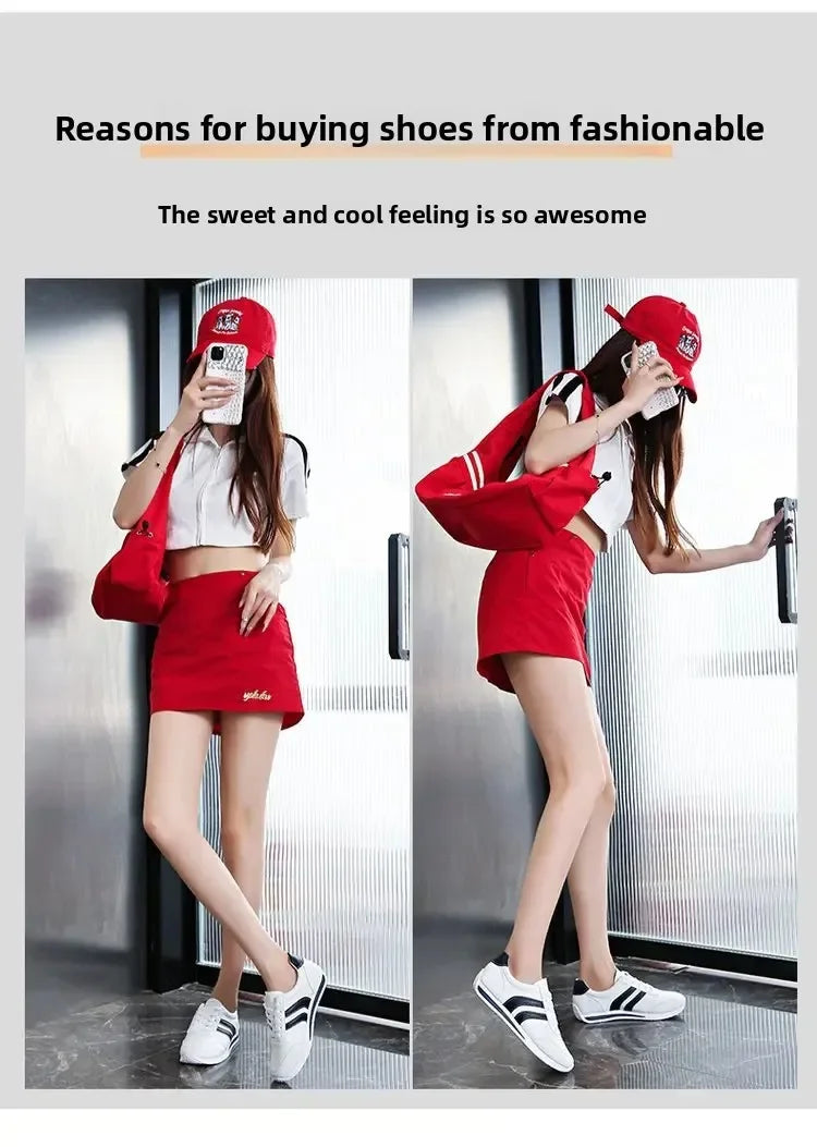 Cross-Border Bestseller Women's Casual Running Shoes Soft Leather Comfortable Bottom Girls White Black Lace-Up Sport Sneakers