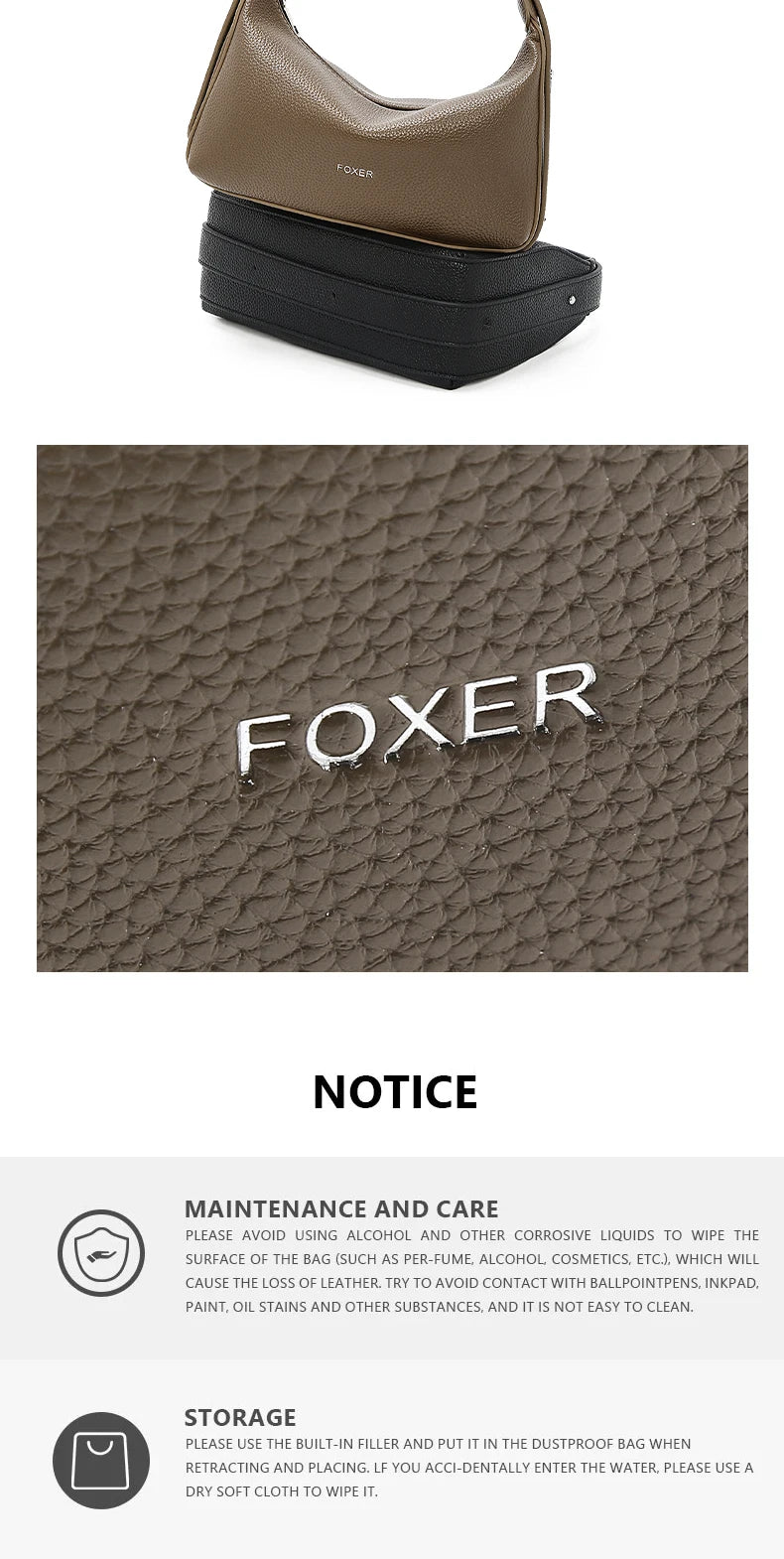 FOXER Casual Women Shoulder Underarm Bag 2025 New Summer Hobo Bag Female Crossbody Handbag Purse with Logo Pillow Bag as Gift