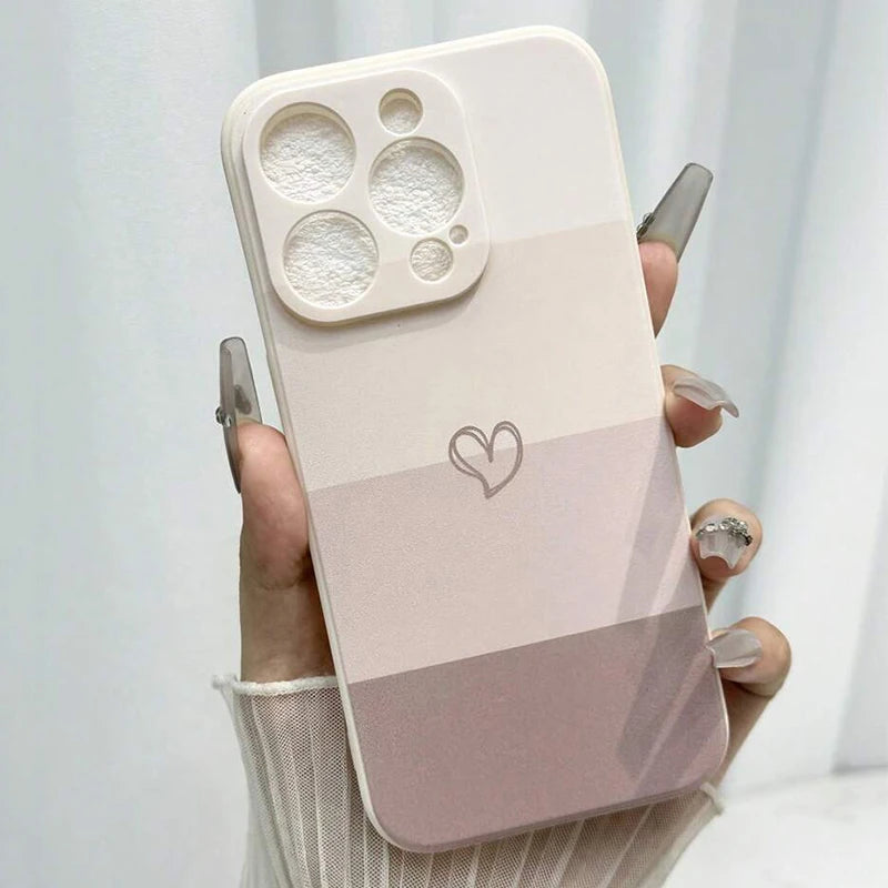 Phone Case For iPhone 17 Air 16 15 14 11 Pro Max 16E 12 13 Pro 7 8 15 16 Plus SE2 Heart Shaped Painted Soft Shockproof Cover