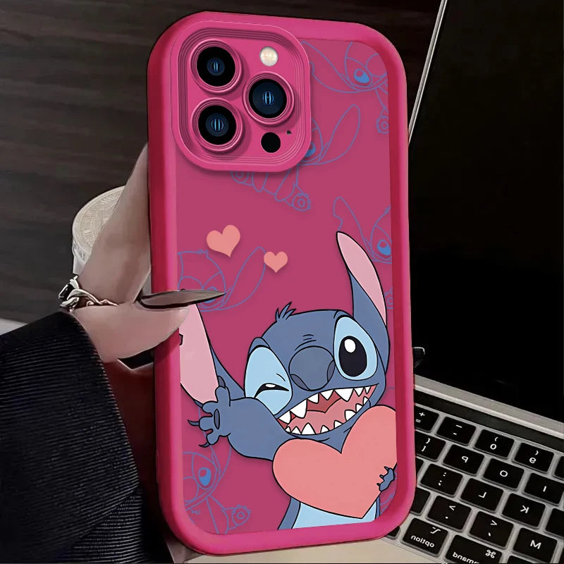 Stitch Angel Couple Soft Phone Case For iPhone 16 16E 15 14 13 12 11 Pro Max X XS X S Max XR SE 2020 SE4 7 8 Shockproof Cover