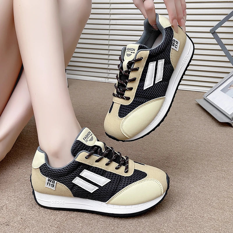 Spring and Autumn Women Designer Mouth Breathable Cross Strap Sneakers Flat Comfortable Casual Walking sneakers Zapatos De Mujer