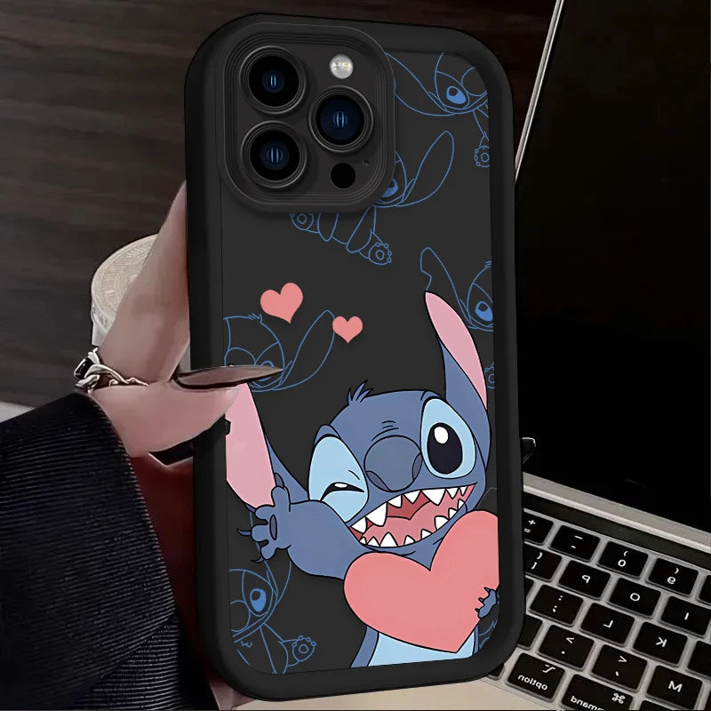 Stitch Angel Couple Soft Phone Case For iPhone 16 16E 15 14 13 12 11 Pro Max X XS X S Max XR SE 2020 SE4 7 8 Shockproof Cover