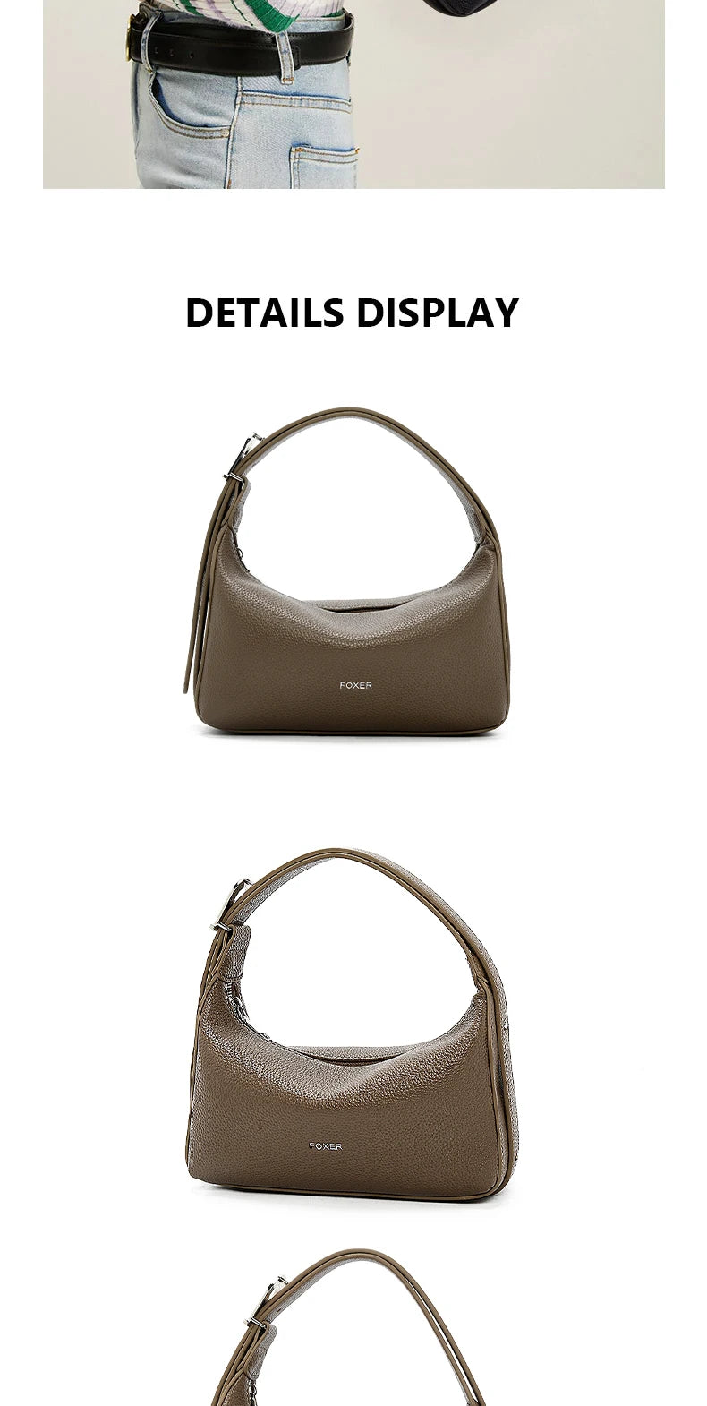 FOXER Casual Women Shoulder Underarm Bag 2025 New Summer Hobo Bag Female Crossbody Handbag Purse with Logo Pillow Bag as Gift