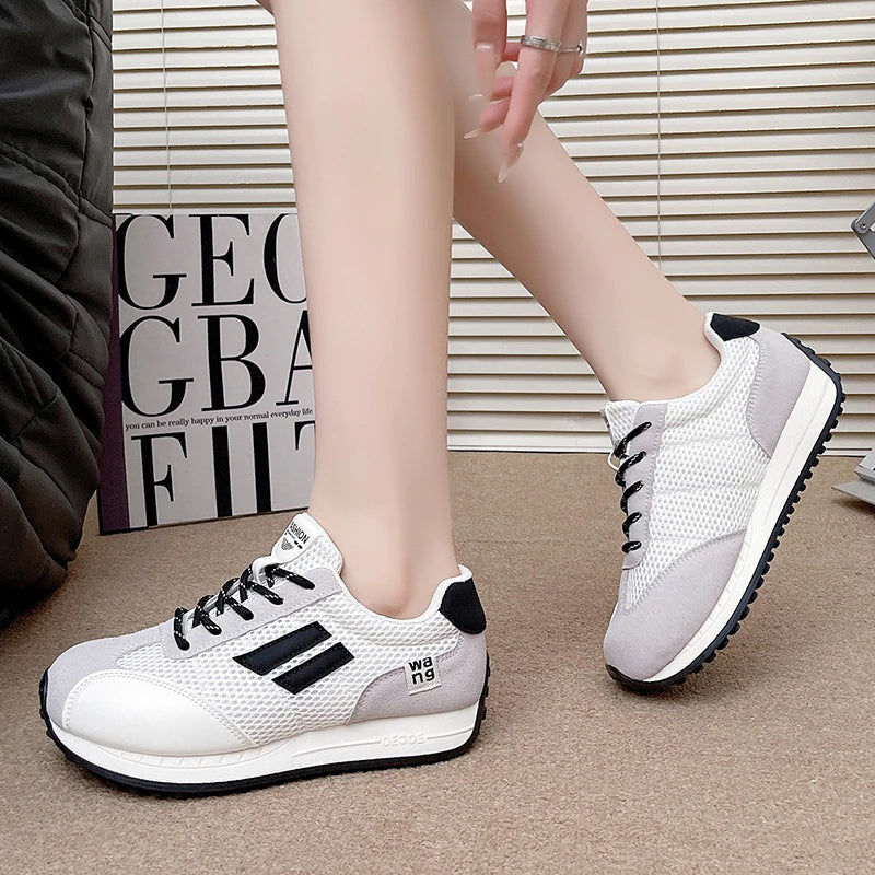 Spring and Autumn Women Designer Mouth Breathable Cross Strap Sneakers Flat Comfortable Casual Walking sneakers Zapatos De Mujer