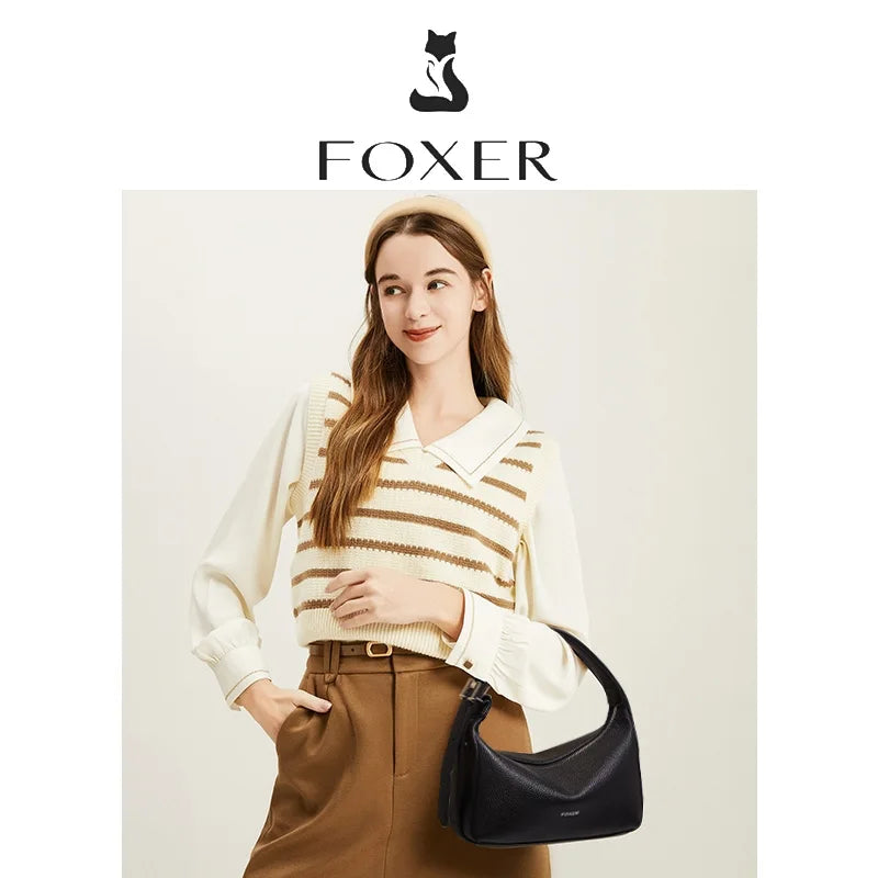 FOXER Casual Women Shoulder Underarm Bag 2025 New Summer Hobo Bag Female Crossbody Handbag Purse with Logo Pillow Bag as Gift
