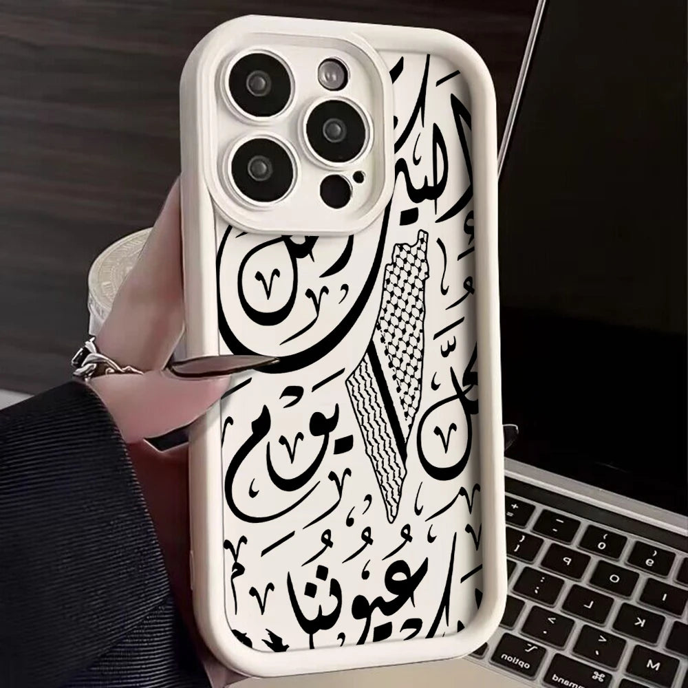 Hattah Keffiyeh Phone Case for IPhone 15 14 13 12 11 Pro Max Mini XR XS X 7 8 Plus Soft TPU Back Cover With Hand Strap