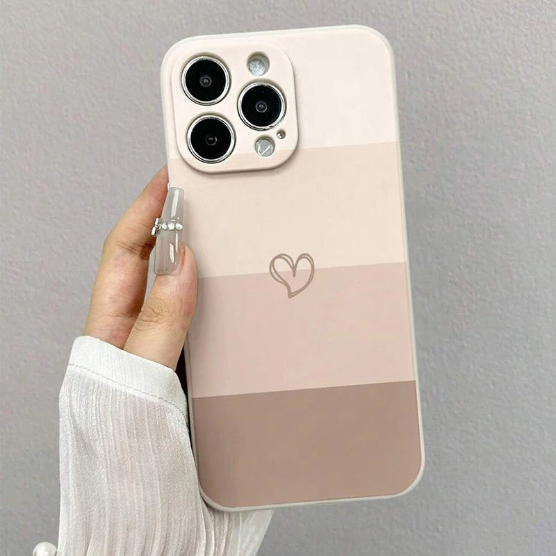 Phone Case For iPhone 17 Air 16 15 14 11 Pro Max 16E 12 13 Pro 7 8 15 16 Plus SE2 Heart Shaped Painted Soft Shockproof Cover