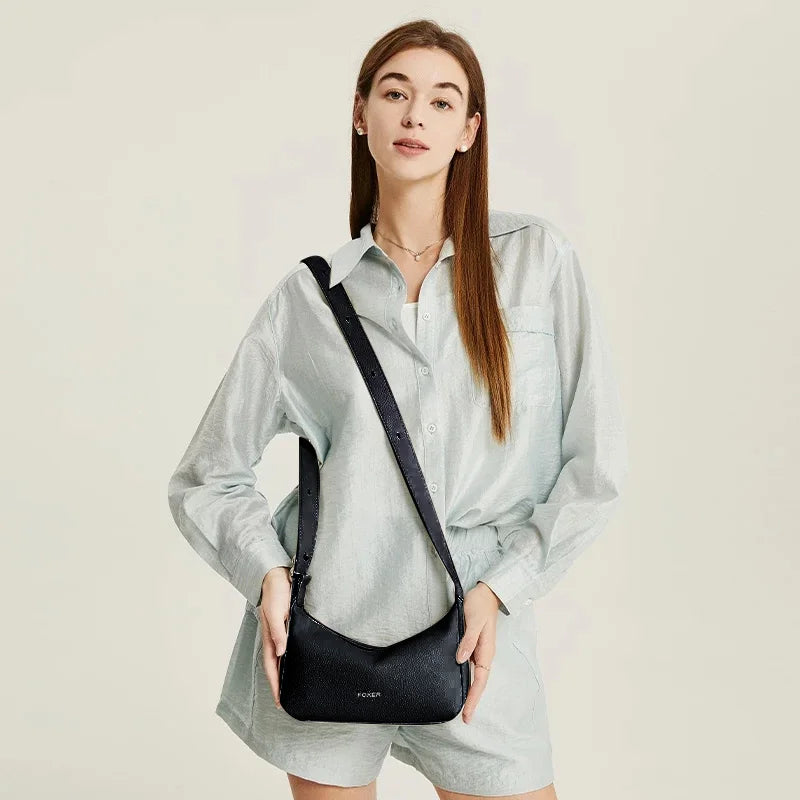 FOXER Casual Women Shoulder Underarm Bag 2025 New Summer Hobo Bag Female Crossbody Handbag Purse with Logo Pillow Bag as Gift