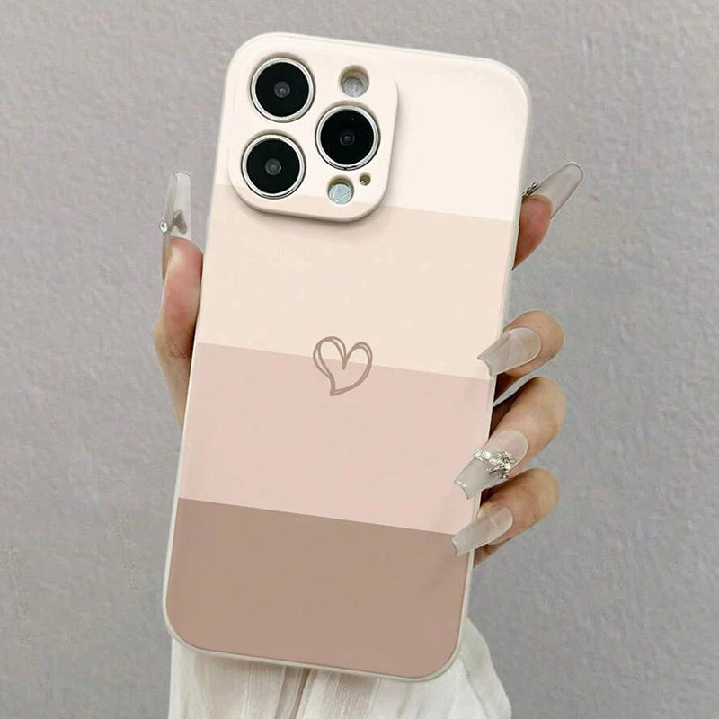 Phone Case For iPhone 17 Air 16 15 14 11 Pro Max 16E 12 13 Pro 7 8 15 16 Plus SE2 Heart Shaped Painted Soft Shockproof Cover