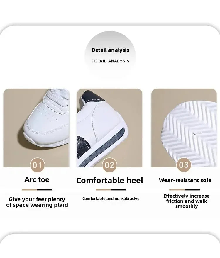 Cross-Border Bestseller Women's Casual Running Shoes Soft Leather Comfortable Bottom Girls White Black Lace-Up Sport Sneakers