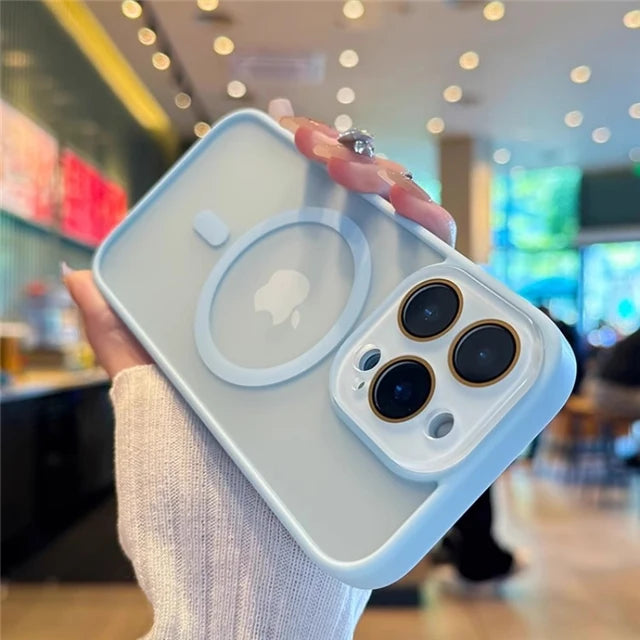 Luxury Magsafe Magnetic Translucence Matte Phone Case For iPhone 11 12 13 14 15 16 Pro Max Bumper Lens Protector On 14Plus Cover