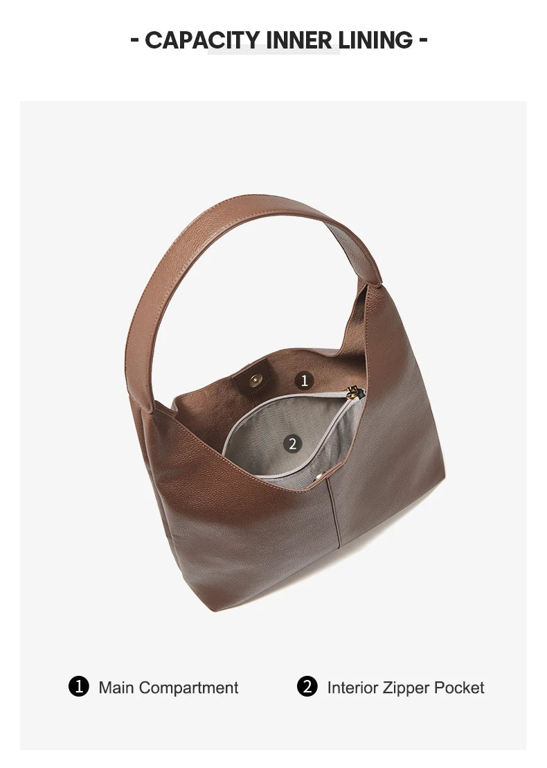 FOXER Minimalism Split Leather Women Shoulder Underarm Bag 2025 New Solid Casual Hobo Bag Female Daliy Tote Bag Purse